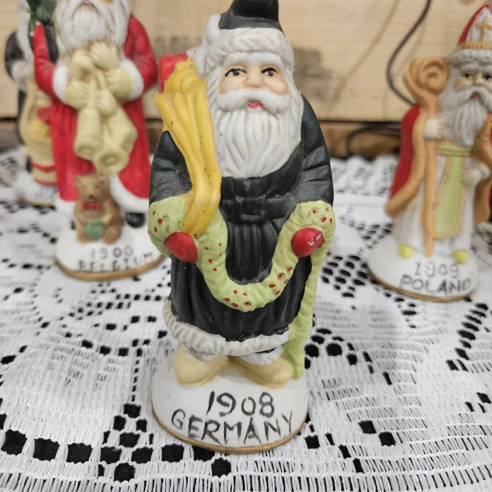 Hand-Painted Multicolor International Santa Figurine Set of 6
